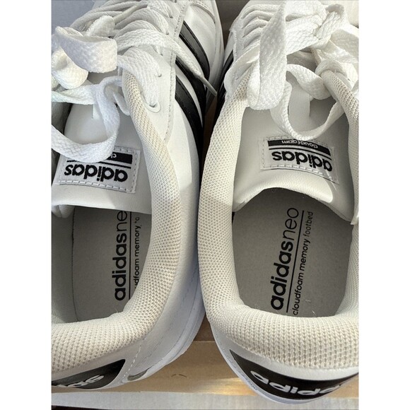 Adidas Neo White Men’s Size 8.5 With Cloud foam. Lace up, white W/black Stripe - Picture 5 of 6